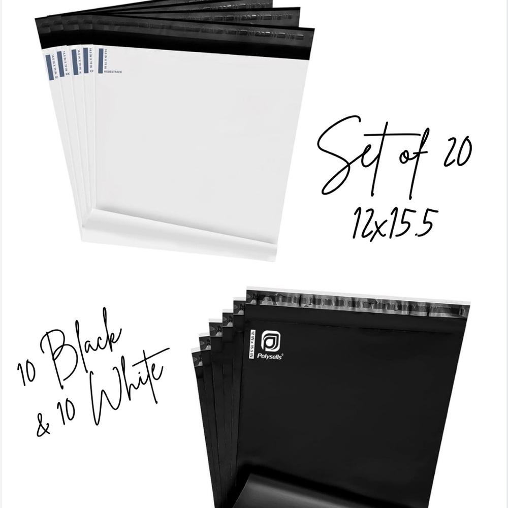 Set of 20 12x15.5 Black and White Poly Mailers